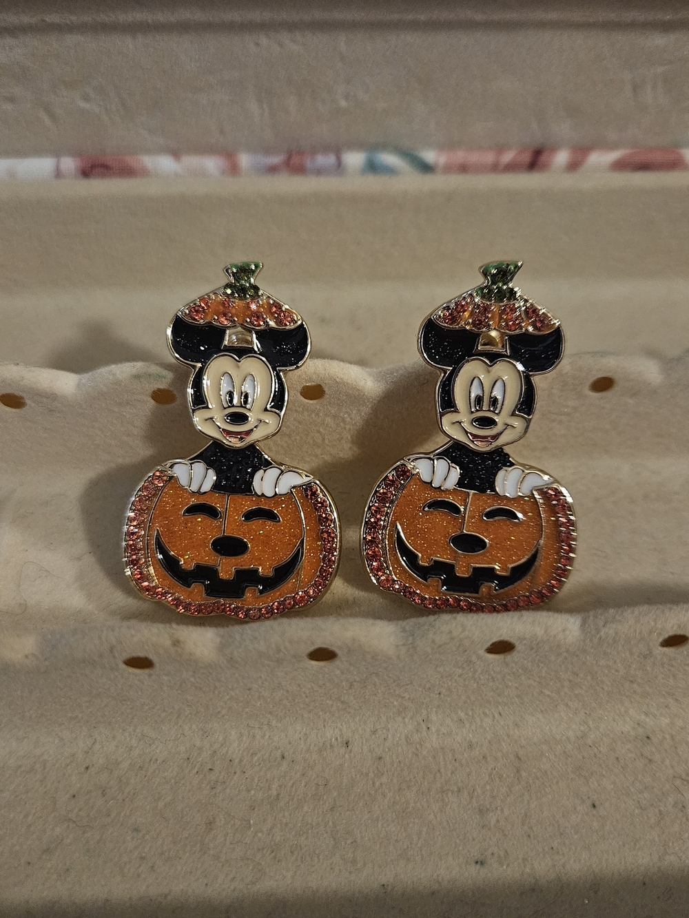 Mickey Mouse Halloween Pumpkin Earrings - Orange, Black